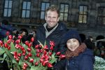 Amsterdam 21 januari 2017 
Boer Tom Groot bij event met tulpen bij paleis op de dam.