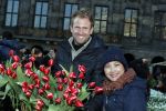 Amsterdam 21 januari 2017 
Boer Tom Groot bij event met tulpen bij paleis op de dam.