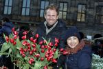 Amsterdam 21 januari 2017 
Boer Tom Groot bij event met tulpen bij paleis op de dam.