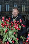 Amsterdam 21 januari 2017 
Boer Tom Groot bij event met tulpen bij paleis op de dam.