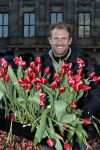 Amsterdam 21 januari 2017 
Boer Tom Groot bij event met tulpen bij paleis op de dam.