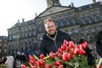 Amsterdam 21 januari 2017 
Boer Tom Groot bij event met tulpen bij paleis op de dam.