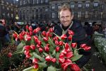 Amsterdam 21 januari 2017 
Boer Tom Groot bij event met tulpen bij paleis op de dam.