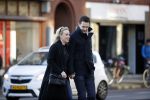 Amsterdam 21 januari 2017  
Eva Jinek met vriend Dexter van der Voorn op de beethovenstraat.