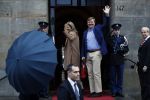 Amsterdam 17 januari 2018 
Koningin Maxima Koning Wiollem Alexander en Prinses Margriet arriveren bij het koninklijk paleis op de dam waar de nieuwjaarsreceptie is.