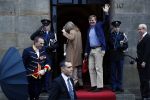 Amsterdam 17 januari 2018 
Koningin Maxima Koning Wiollem Alexander en Prinses Margriet arriveren bij het koninklijk paleis op de dam waar de nieuwjaarsreceptie is.
