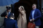 Amsterdam 17 januari 2018 
Koningin Maxima Koning Wiollem Alexander en Prinses Margriet arriveren bij het koninklijk paleis op de dam waar de nieuwjaarsreceptie is.