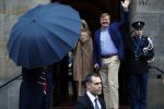 Amsterdam 17 januari 2018 
Koningin Maxima Koning Wiollem Alexander en Prinses Margriet arriveren bij het koninklijk paleis op de dam waar de nieuwjaarsreceptie is.
