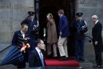 Amsterdam 17 januari 2018 
Koningin Maxima Koning Wiollem Alexander en Prinses Margriet arriveren bij het koninklijk paleis op de dam waar de nieuwjaarsreceptie is.