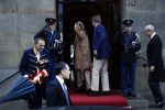 Amsterdam 17 januari 2018 
Koningin Maxima Koning Wiollem Alexander en Prinses Margriet arriveren bij het koninklijk paleis op de dam waar de nieuwjaarsreceptie is.