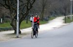 Amsterdam 11 januari 2018 
Mieke v d Weij na het sporten op de fiets in het vondelpark.