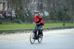 Amsterdam 11 januari 2018 
Mieke v d Weij na het sporten op de fiets in het vondelpark.