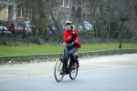 Amsterdam 11 januari 2018 
Mieke v d Weij na het sporten op de fiets in het vondelpark.