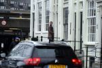 Amsterdam 4 januari 2018 
Thierry Baudet verlaat zijn huis waar door politie camera's opgehangen zijn.