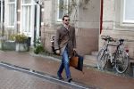 Amsterdam 4 januari 2018 
Thierry Baudet verlaat zijn huis waar door politie camera's opgehangen zijn.