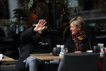 Amsterdam 2 januari 2019
Caroline Tensen op terras met haar zoon Bob Wisse . Bob verbergtzich achter petje en zijn hand,