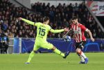 Eindhoven, 28 November 2018
Champions Leaguewedstrijd PSV-FC Barcelona, eindstand 1-2
Clement Lengiet en Gaston Pereiro