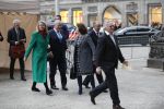Amsterdam 15 januari 2019
Niieuwjaarsreceptie Koning Willem Alexander en koningin Maxima in paleis op de dam. De burgemeesters van de 4 grote steden komen aan bij het Koninklijk Paleis op de Dam voor de traditionele nieuwjaarsontvangst van de Koning. Vlnr Pauline Krikke, Jan van Zanen, Femke Halsema en Ahmed Aboutaleb