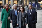 Amsterdam 15 januari 2019
Niieuwjaarsreceptie Koning Willem Alexander en koningin Maxima in paleis op de dam. De burgemeesters van de 4 grote steden komen aan bij het Koninklijk Paleis op de Dam voor de traditionele nieuwjaarsontvangst van de Koning. Vlnr Pauline Krikke, Jan van Zanen, Femke Halsema en Ahmed Aboutaleb