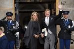 Amsterdam 16 januari 2019
Koning Willem Alexander en Koningin Maxima arriveren bij het koninklijk paleis voor de 2e dag van de nieuwjaarsreceptie