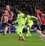 Eindhoven, 28 November 2018
Champions Leaguewedstrijd PSV-FC Barcelona, eindstand 1-2
Lionel Messi en Daniel Schwaab