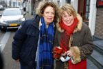 Amsterdam 19 januari 2022
Cabaretiers Bert Visscher en Jochem Myer tijdens de landelijke protestactie Kapsalon Theater in de Kleine Komedie. De cultuursector komt in actie tegen de coronamaatregelen. Tientallen theaters in heel Nederland  zijn omgebouwd tot een kapsalon. Brigitte Kaandorp en Jenny Arean