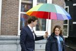 Amsterdam 19 januari 2022
Cabaretiers Bert Visscher en Jochem Myer tijdens de landelijke protestactie Kapsalon Theater in de Kleine Komedie. De cultuursector komt in actie tegen de coronamaatregelen. Tientallen theaters in heel Nederland  zijn omgebouwd tot een kapsalon. Brigitte Kaandorp