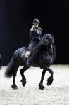 Amsterdam 28 januari 2023
Samantha Steenwijk rijdt op haar paard een kuhr terwijl ze zingt tijdens Jumping Amsterdam in de RAI.