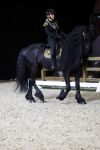 Amsterdam 28 januari 2023
Samantha Steenwijk rijdt op haar paard een kuhr terwijl ze zingt tijdens Jumping Amsterdam in de RAI.