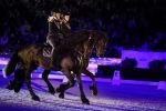 Amsterdam 28 januari 2023
Samantha Steenwijk rijdt op haar paard een kuhr terwijl ze zingt tijdens Jumping Amsterdam in de RAI.