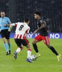 Eindhoven, 28 Januari 2026
Laatste wedstrijd in voorronde Champions League
PSV-Bayern Munchen, eindstand 1-2
Luis Diaz in duel met Sergino Dest