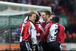 21 Februari 1999
Blijdschap bij de feyenoorders Paul Bosvelt, Cruz en Patrick Paauwe