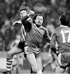 PSV-PEC Zwolle, eindstand 0-1
14 Februari 1981
Op de foto Ijzeren Rinus Israel
Tommie Christensen