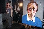 Bussum 3 februari 2000
Afscheidsfeest Roos van discotheek STARS
Fabienne de Vries veilt het schilderij van Johan Cruyffje