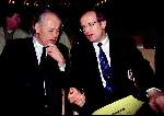 Amsterdam, 14 januari 1991
Freddy Heineken met ploegleider Jan Raas die toen kwam met de Buckler-wielerploeg