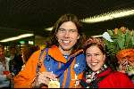 Schiphol 26 februari 2002
Terugkomst sporters van de Olympische winterspelen in Salt Lake city.
Gerard v Velde met vriendin