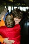 Schiphol 26 februari 2002
Terugkomst sporters van de Olympische winterspelen in Salt Lake city.
Gianni Romme met Bart de Graaf