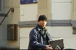 Amsterdam 5 februari 2003
Humberto Tan in vrijetijdskleding  en met een muts op