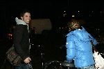 Amsterdam 3 februari 2005
Tatum Dagelet met nieuwe vriend na avond stappen.