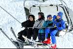 Lech 14 februari 2004
Koningin Beatrix in gondel in Lech.
Wintersport