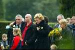 Bussum 5 februari 2004
Begrafenis van de dochter van zangeres Hanny Deborah.
Ludo Voeten met Hanny en de schoonzoon van Hanny
