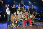 Bussum 16 februari 2005
Uitreiking gouden harpen in t spant in bussum.
Friso Wiegersma met Ali B Jan Akkerman Lenette v Dongen Kasper v Kooten