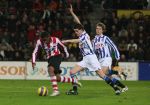 Eindhoven, 20 Januari 2007 Eerste wedstrijd na winterstop Kompetitiewedstrijd tussen PSV-SC Heerenveen, eindstand 3-1 Seizoen2006/2007
Jefferson Farfan is Michael dingsdag te snel af