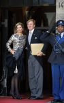 Amsterdam 14 januari 2015
Centaal station van Amsterdam gezien vanuit het eye theater.Koning Willem Alexander en koningin Maxima arriveren bij het paleis op de dam voor de nieuwjaarsreceptie.