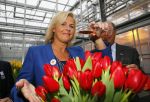 Lisse 15 januari 2015
Irene Moors doopt de rode kruis tulp.