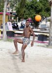 Curacao, 27 December 2015
Jean Paul Boetius (FC Basel) samen met Kenny Tete (Ajax), Terence Kongolo (Feyenoord), Rodney Kongolo (Manchester City) en Jody Lukoki (SC Cambuur) op het strand aan het voetballen