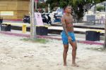 Curacao, 27 December 2015
Jean Paul Boetius (FC Basel) samen met Kenny Tete (Ajax), Terence Kongolo (Feyenoord), Rodney Kongolo (Manchester City) en Jody Lukoki (SC Cambuur) op het strand aan het voetballen