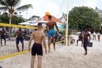 Curacao, 27 December 2015
Jean Paul Boetius (FC Basel) samen met Kenny Tete (Ajax), Terence Kongolo (Feyenoord), Rodney Kongolo (Manchester City) en Jody Lukoki (SC Cambuur) op het strand aan het voetballen