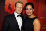 Amsterdam 15 december 2015
Sportgala/ sportverkiezing sportman en sportvrouw van het jaar in de Rai. 
Nederlands sportpresentatrice bij NOS Studio Sport. Ranomi Kromowidjojo met vriend Ferry Weertman