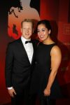 Amsterdam 15 december 2015
Sportgala/ sportverkiezing sportman en sportvrouw van het jaar in de Rai. 
Nederlands sportpresentatrice bij NOS Studio Sport. Ranomi Kromowidjojo met vriend Ferry Weertman